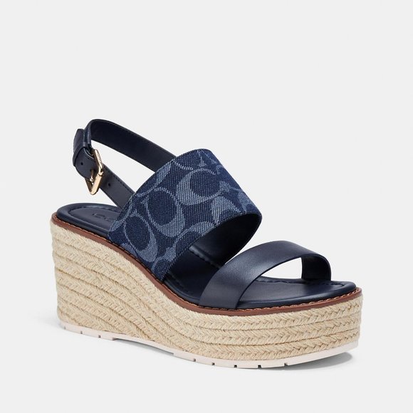 Coach C2915 Kami Wedge Sandals Denim - Picture 1 of 2